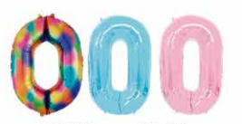GLOBOS NUMERO # 0 40" (ARCOIRIS; CELESTE; ROSADO)
