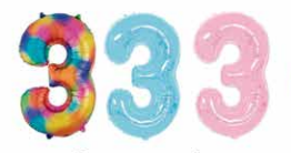GLOBOS NUMERO # 3 40" (ARCOIRIS; CELESTE; ROSADO)
