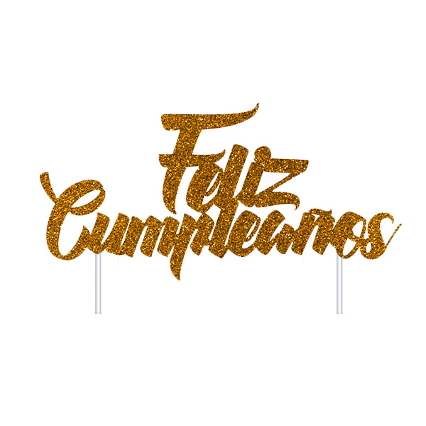 TOPPER "FELIZ CUMPLEAÑOS" DORADO