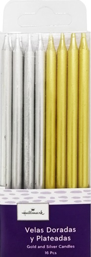 VELAS DORADA Y PLATEADAS 16 PZ