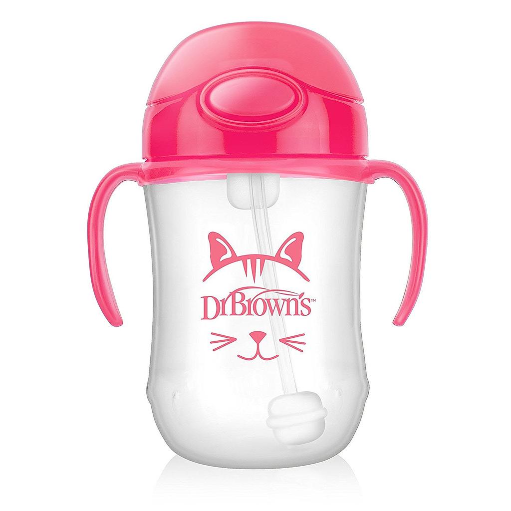VASO TRANS C/PAJILLA ROSADO 9 OZ (6M)