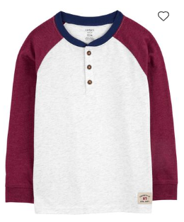 F23 K B HENLEY GREY BURG LS HENLEY
