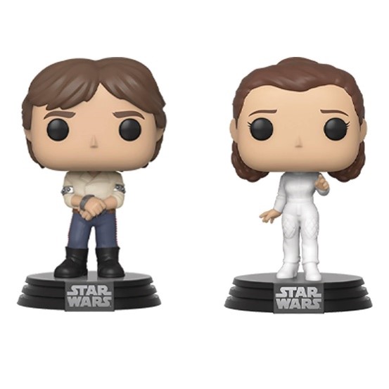 MUÑECO FUNKO POP STAR WARS HAN SOLO & PRINCESA LEIA FIG. CABEZA OSCILANTE X 2