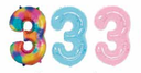 GLOBOS NUMERO # 3 40" (ARCOIRIS; CELESTE; ROSADO)
