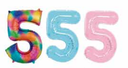 GLOBOS NUMERO # 5 16" (ARCOIRIS; CELESTE; ROSADO)