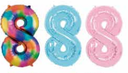 GLOBOS NUMERO # 8 16" (ARCOIRIS; CELESTE; ROSADO)