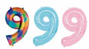 GLOBOS NUMERO # 9 40" (ARCOIRIS; CELESTE; ROSADO)