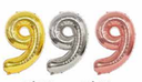 GLOBOS NUMERO # 9 40" (ROSADO; DORADO; PLATEADO)