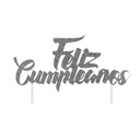 TOPPER "FELIZ CUMPLEAÑOS" PLATEADO