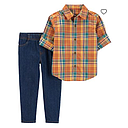 F23 T B SET ORANGEBLUE PLAID SET